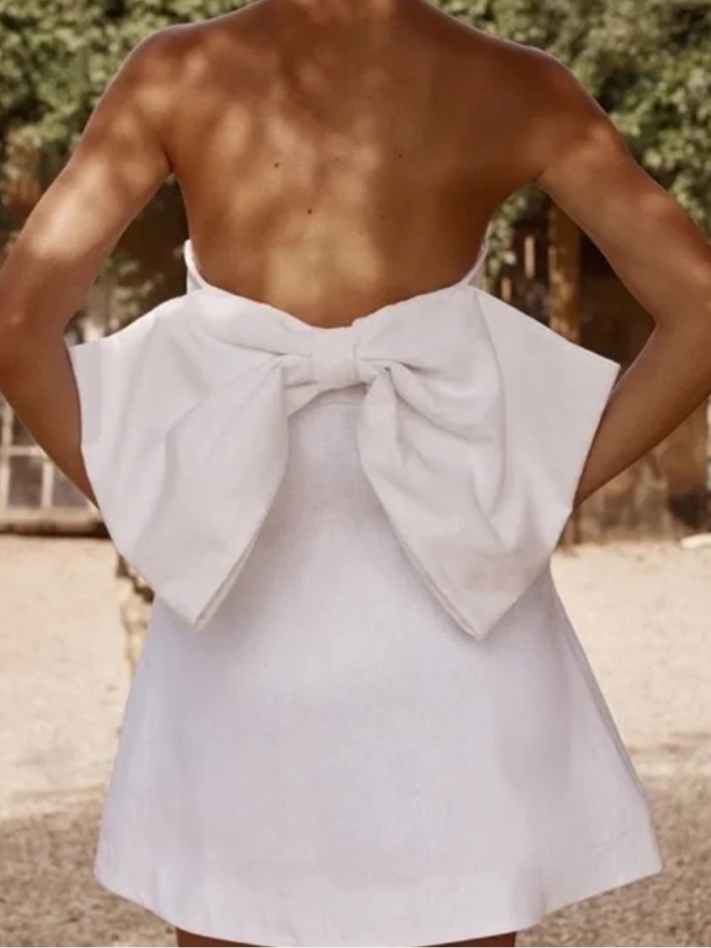 NWT DISSH White Strapless Mini Dress with Bow Size 2